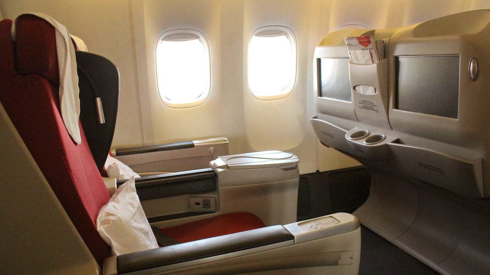Business class cabin of a Boeing 777 airliner