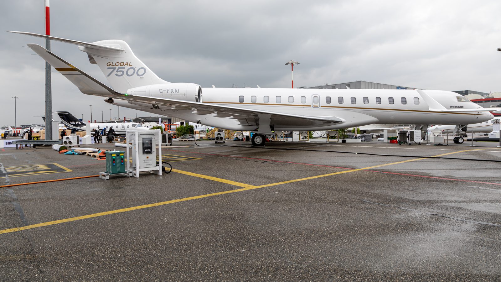 Bombardier Global 7500 on the ramp at EBACE in Geneva. The Global 8000 shares its exterior
