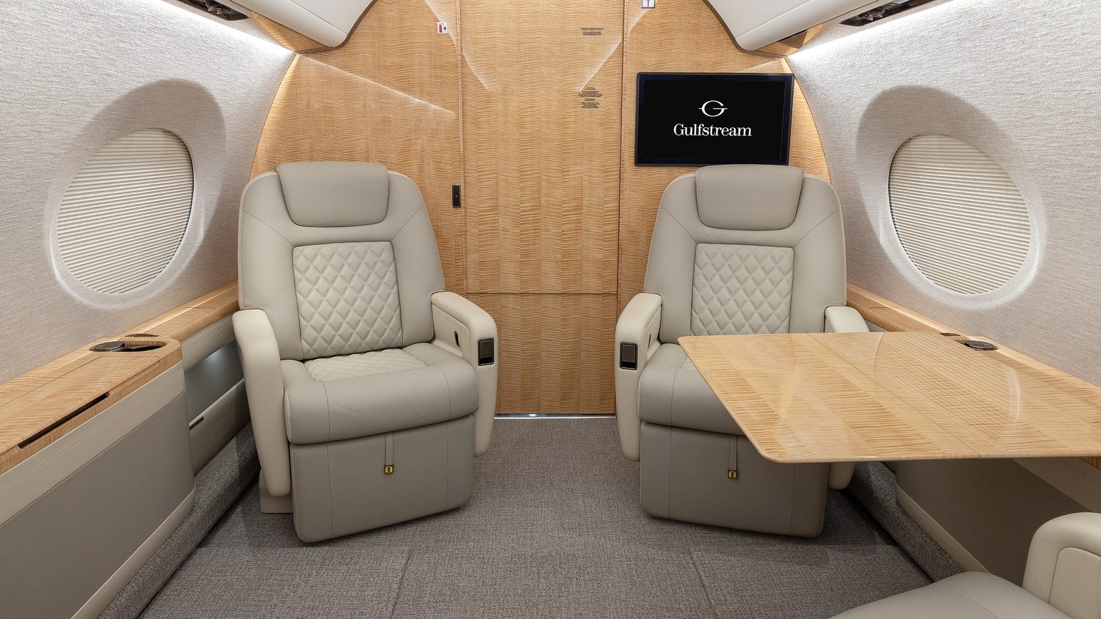 The cabin of a Gulfstream G500 business jet